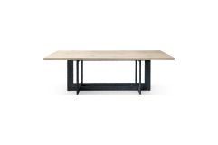 T8963 - Natural Oak + Black Metal Dining Table