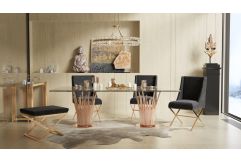Paxton Modern Glass & Rosegold Dining Table