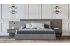Enzo Italian Modern Grey Oak & Fabric 4-Piece Bedroom Set