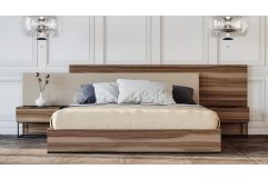 Matteo Italian Modern Walnut & Fabric 4-Piece Bedroom Set
