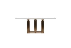Token Modern Smoked Grey Glass & Rosegold Dining Table