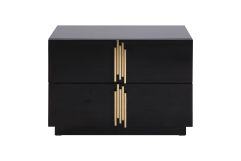Token - Modern Black + Gold Wide Nightstand