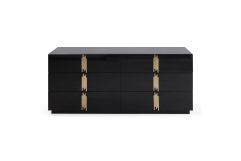 Token - Modern Black + Gold Wide Dresser