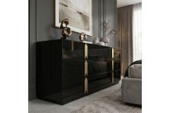 Token - Modern Black + Gold Wide Dresser