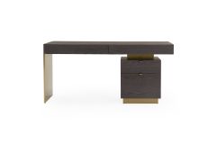Trahan - Modern Grey Elm & Gold Office Desk