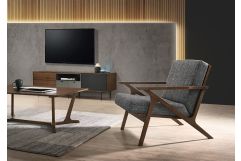 Candea - Mid-Century Walnut and Grey Accent Chair