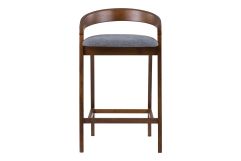 Vougler - Modern Grey Fabric + Walnut Counter Chair (Set of 2)