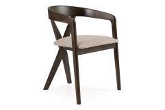 Weiss - Mid-Century Modern Light Grey Fabric + Wenge Dining Chair