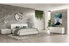 Ovidius + Victoria - Modern White Crocodile Lacquer Bedroom Set