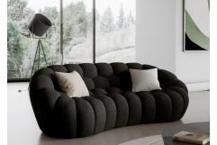 Yolonda - Modern Curved Black Fabric Loveseat