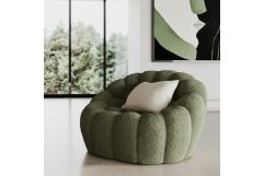 Yolonda - Modern Curved Green Fabric Chair