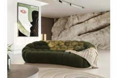 Yolonda - Modern Curved Green Fabric Sofa
