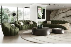 Yolonda - Modern Curved Green Fabric Sofa Set