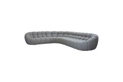 Yolonda - Modern Light Grey Curved Sectional Sofa