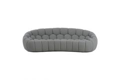Yolonda - Modern Curved Light Grey Fabric Sofa