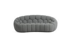 Yolonda - Modern Curved Light Grey Fabric Loveseat
