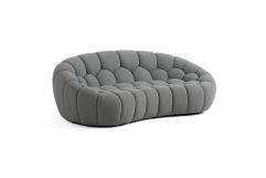 Yolonda - Modern Curved Light Grey Fabric Loveseat