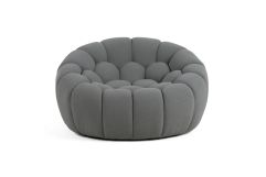 Yolonda - Modern Curved Light Grey Fabric Chair