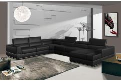 Divani Casa Pella - Modern Black Italian Leather U Shaped Sectional Sofa