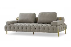 Divani Casa Ladera - Glam Grey and Gold Fabric Sofa