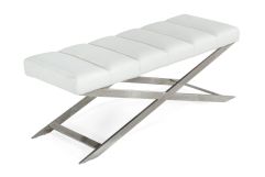 Modrest Xane - Contemporary White & Brushed Stainless Steel Bench