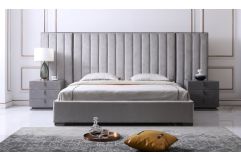 Modrest Buckley - Modern Grey & Black Stainless Steel Bed w/ Nightstands