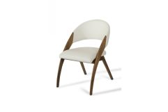 Modrest Lucas Mid-Century Cream & Walnut Dining Chair
