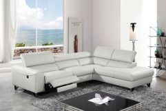 Divani Casa Versa Modern Light Grey Eco-Leather Sectional w/ Recliner