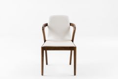 Modrest Falcon Mid-Century Walnut and Cream Dining Chair