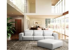 Lamod Italia Hollywood - Italian Leather White Sectional Sofa with Ottoman