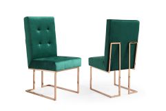 Modrest Legend Modern Green Velvet & Rosegold Dining Chair (Set of 2)