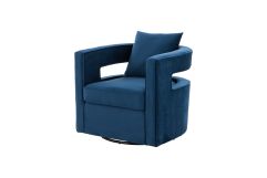 Modrest Wells - Modern Blue Velvet Swivel Accent Chair