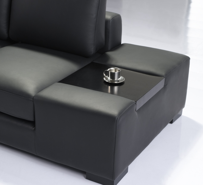 T35 Mini Modern Black Leather Sectional Sofa on PopScreen