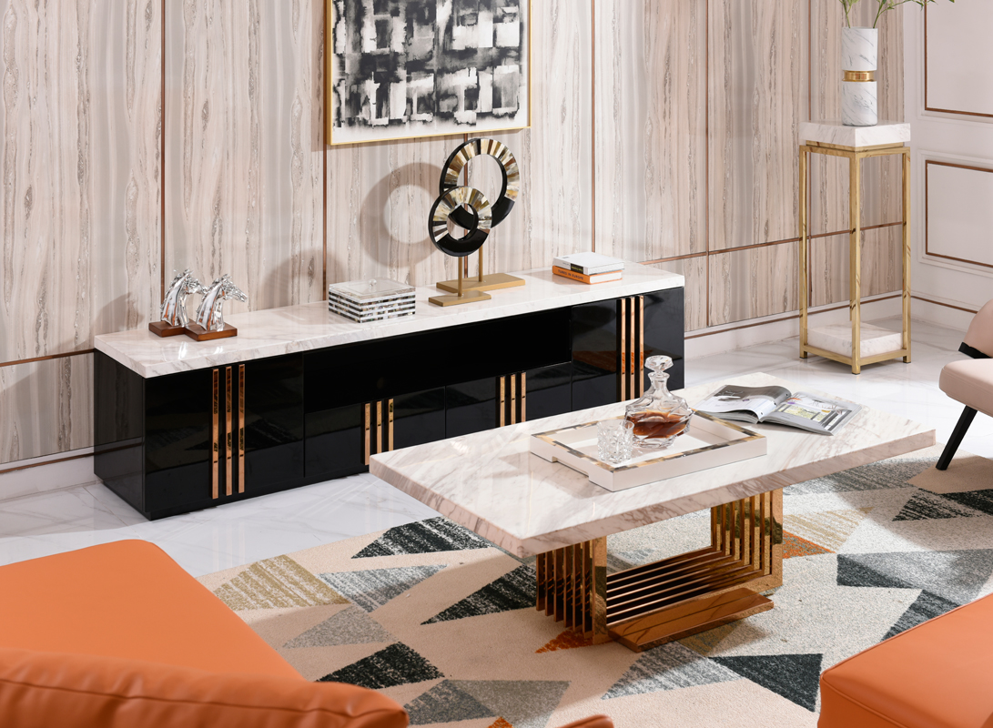 Modrest Kingsley Modern Marble & Rosegold Buffet