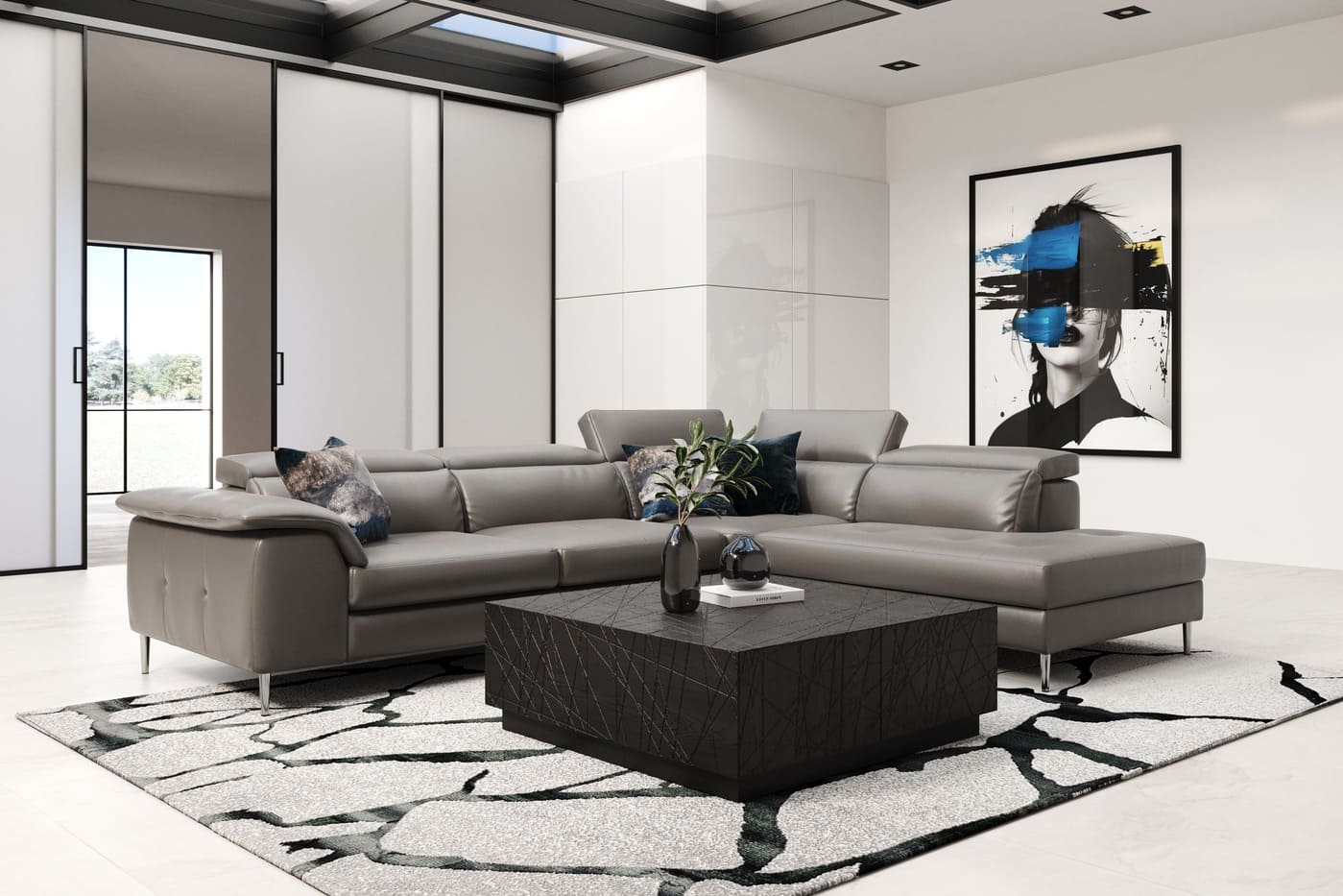 Modrest Kenda - Modern Black Oak Square Coffee Table With Storage