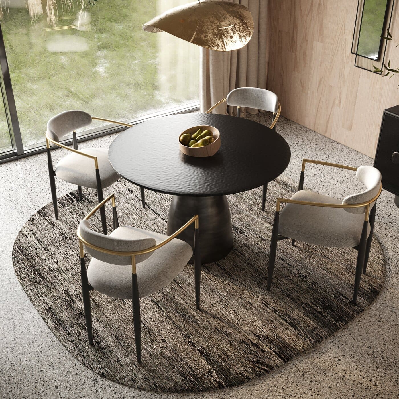 Modrest Calexico Contemporary Black Wave Glass Rectangular Dining Table