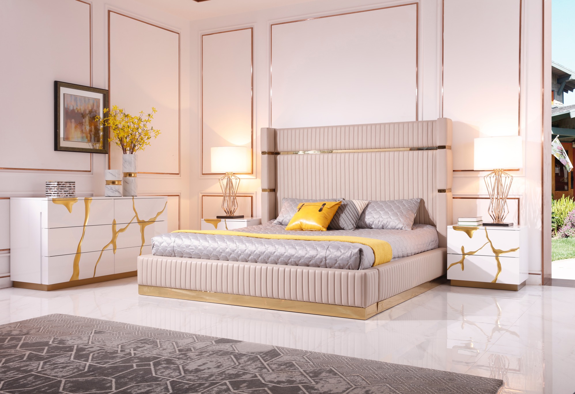 Aspen Modern White & Gold Dresser